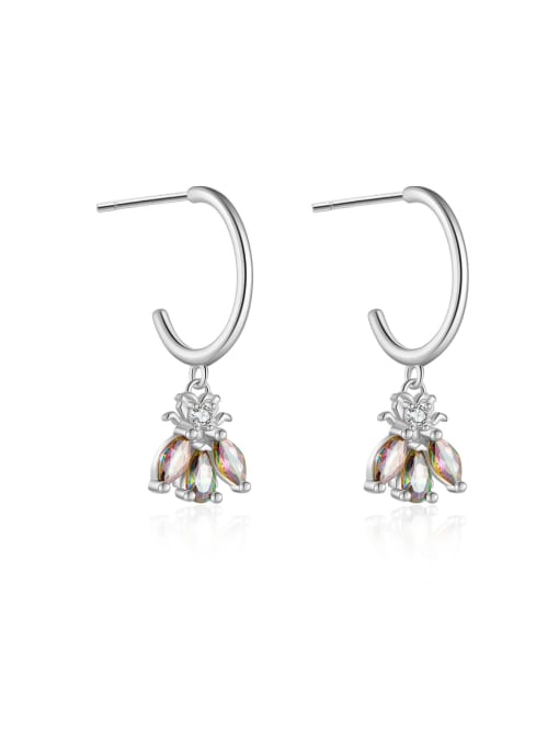 Platinum [Bee] 925 Sterling Silver Cubic Zirconia Tassel Dainty Hook Earring